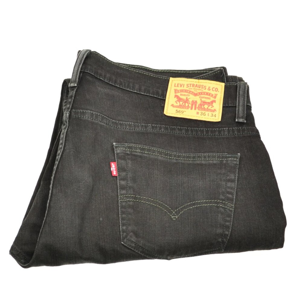 Levi's 569 Men's Size W36 L34 Black Loose Relaxed Fit Dark Wash Denim Jeans